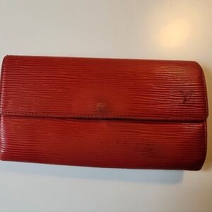 Authentic Louis Vuitton Red Epi Continental Snap Wallet